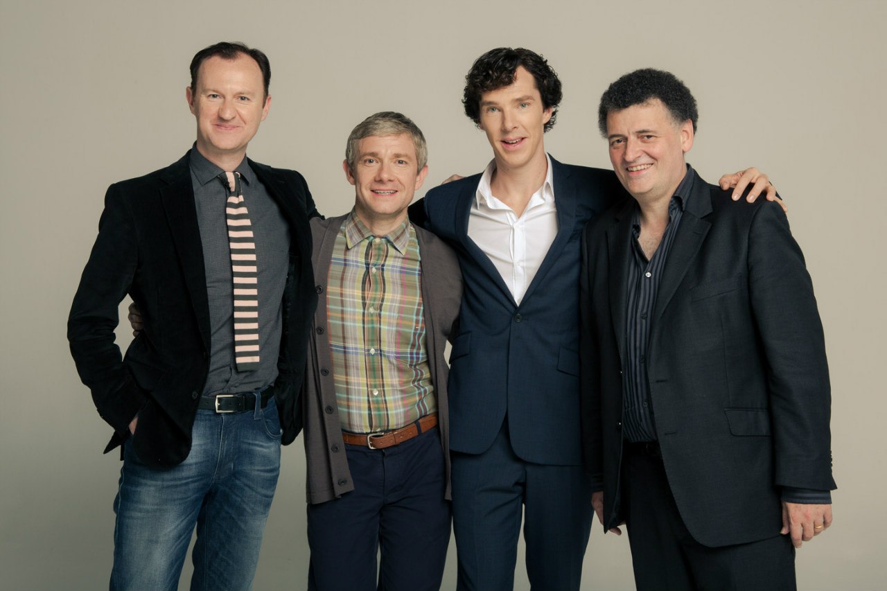 Mark Gatiss, Martin Freeman, Benedict Cumberbatch, Steven Moffat